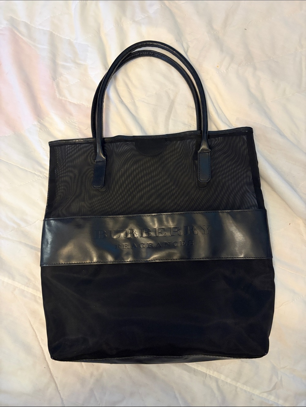 Burberry Black Nylon and Leather Logo Fragrance Tote